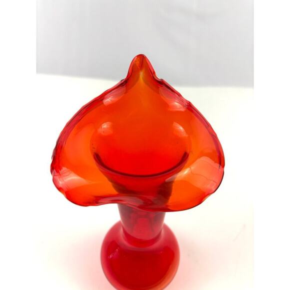 Amberina Jack in the Pulpit Art Glass Vase Hand Blown 8" Tall Vintage Home Decor - Picture 2 of 16